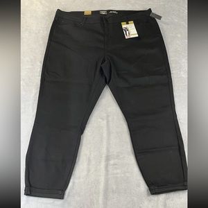 Levis Womens 24 Plus Jeans Black Mid Rise Ankle Skinny Stretch Flat Front Cuff